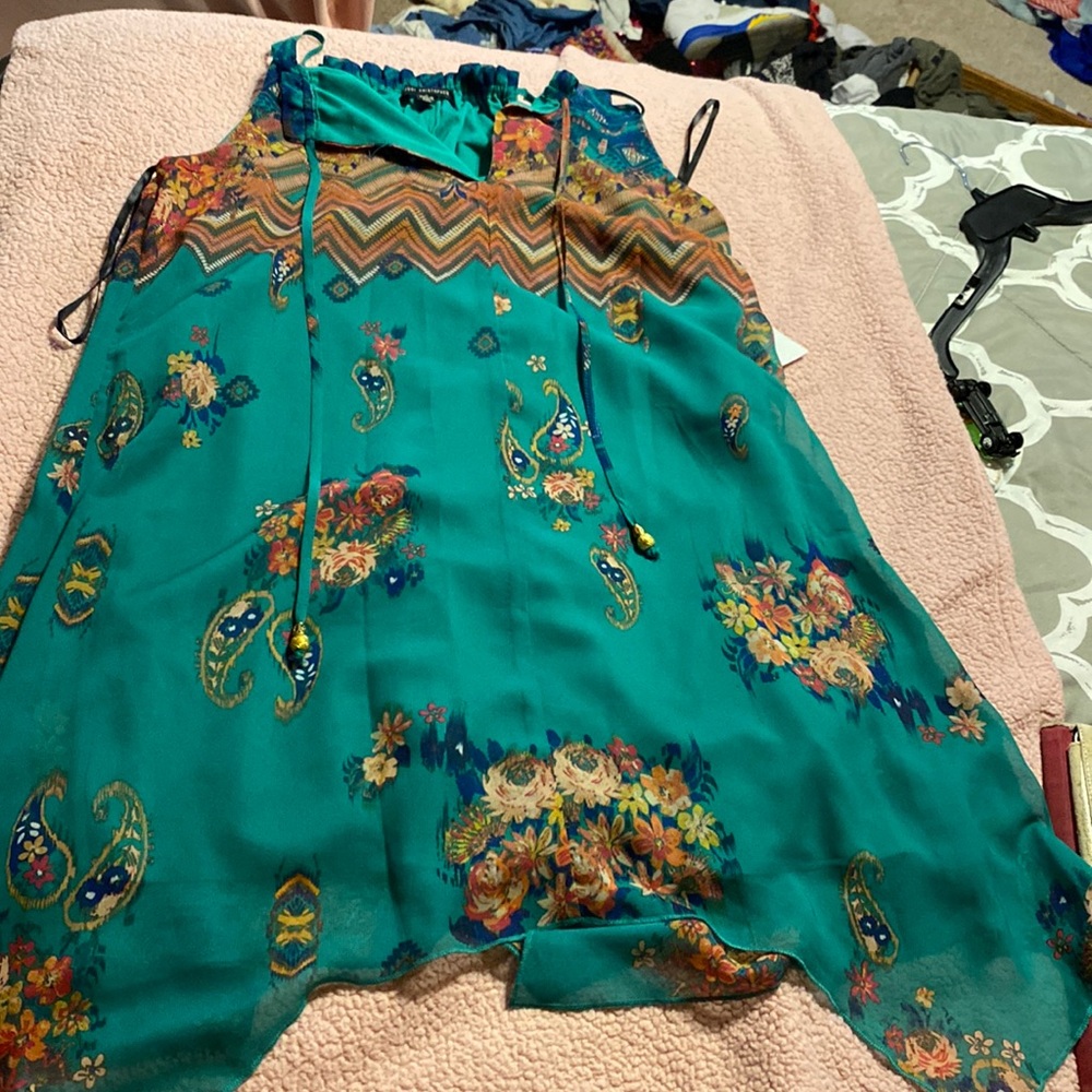 very cute flower green short dress
